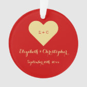 Aangepast doe Mr Mrs Wedding Name Date Heart Monog Ornament (voorkant)