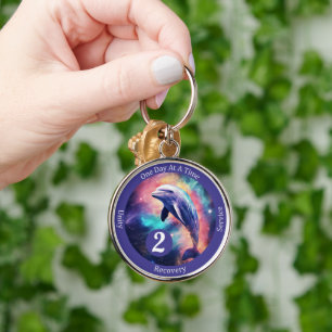 Aangepast Dolphin Herstel Mijlpaal Cadeau - Nuchte Sleutelhanger