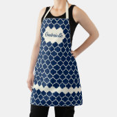 Aangepast, donkerblauw ivory Trellis-patroon Schort (Insitu)