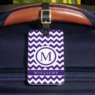 Aangepast donkerblauw violet Paarse Chevron Patroo Bagagelabel