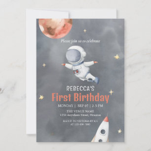 Aangepast Donkergrijs Zwart Astronaut Space Theme Kaart