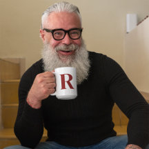 Aangepast donkerrood Letter, aangepast zwart Initi