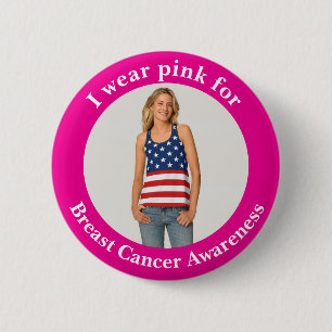 Aangepast Draag Roze voor Borstkanker Bewustzijn F Ronde Button 5,7 Cm