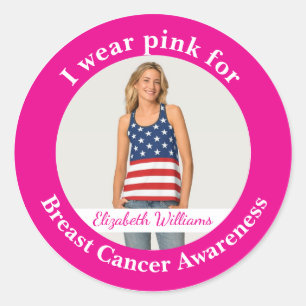 Aangepast Draag Roze voor Borstkanker Bewustzijn F Ronde Sticker