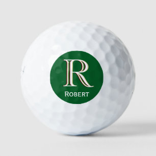 Aangepast driegelaagd monogram met voornaam Golf Golfballen