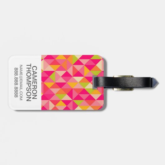 Aangepast driehoekspatroon foto en monogram bagagelabel (Achterkant horizontaal)
