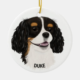 Aangepast driekleurig Cavalier King Spaniel Keramisch Ornament