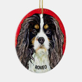 Aangepast driekleurig Cavalier King Spaniel Keramisch Ornament (Rechts)