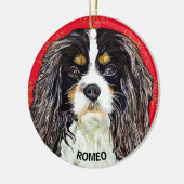Aangepast driekleurig Cavalier King Spaniel Keramisch Ornament (Links)