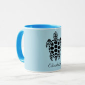 Aangepast drievoudig Zee lichtblauw Mok (Voorkant links)