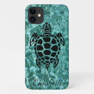 Aangepast drievoudig Zee Turtle Aqua Blue iPhone 11 Hoesje