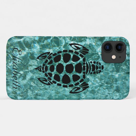 Aangepast drievoudig Zee Turtle Aqua Blue Case-Mate iPhone Case (Achterkant (horizontaal))