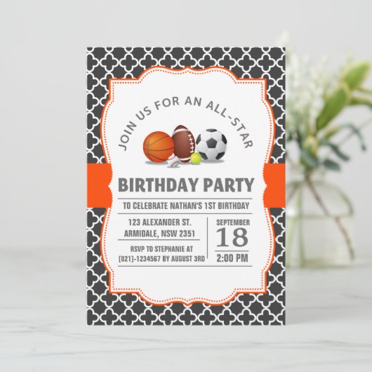 Aangepast een all-star quatrefoil-verjaardagsfeest kaart (Staand voorkant)