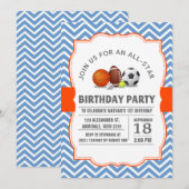 Aangepast een all-star sportfeestje kaart (Voorkant / Achterkant)