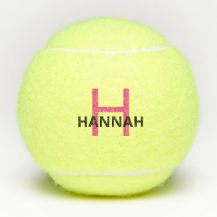 Aangepast, eenvoudig roze monogram tennisballen