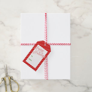 Aangepast, eenvoudig zwart-wit strippatroon op roo cadeaulabel