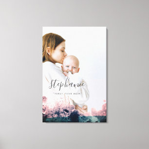 Aangepast eerste jaar Roos foto van mam Gold Canvas Afdruk
