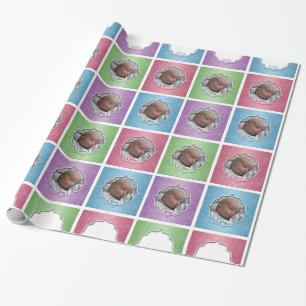 Aangepast, eerste kerstcadeaufotopapier voor baby' cadeaupapier