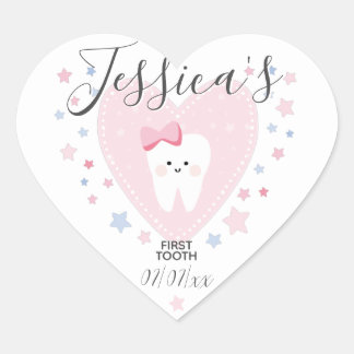 Aangepast eerste tienduizend babymeisje hart sticker