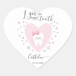 Aangepast eerste tienduizend babymeisje hart sticker