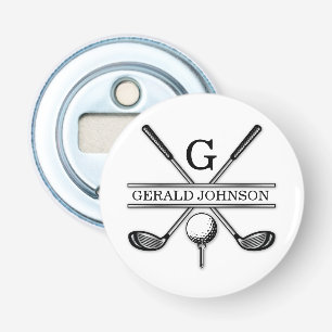 Aangepast Elegant Golf Monogram Button Flesopener