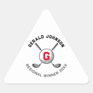 Aangepast elegant golf monogram ontwerp driehoek T Sticker