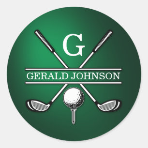 Aangepast Elegant Golf Monogram Ontwerp Ronde Sticker