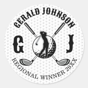Aangepast Elegant Golf Monogram Ontwerp Ronde Sticker