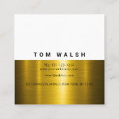 Aangepast Elegant Goud en Wit Ontwerp Vierkante Visitekaartje (Achterkant)