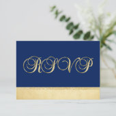 Aangepast Elegant Navy Blue RSVP Weddenschap (Staand voorkant)