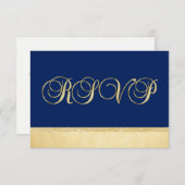 Aangepast Elegant Navy Blue RSVP Weddenschap (Voorkant / Achterkant)