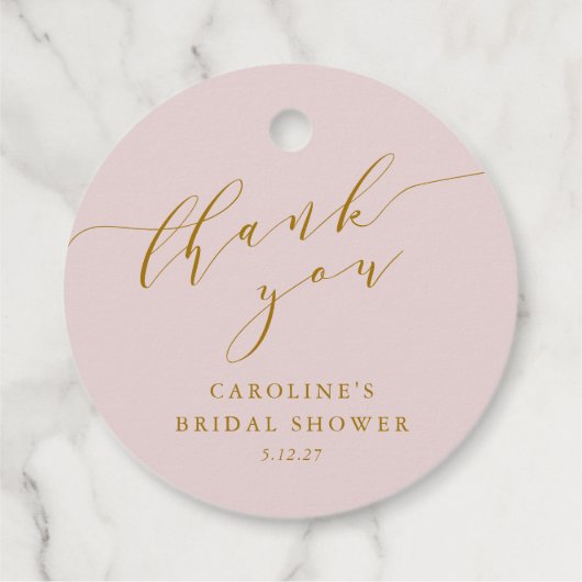 Aangepast Elegant Roze Script Bedankje Bruidsdouch Bedankjes Labels (Achterkant)