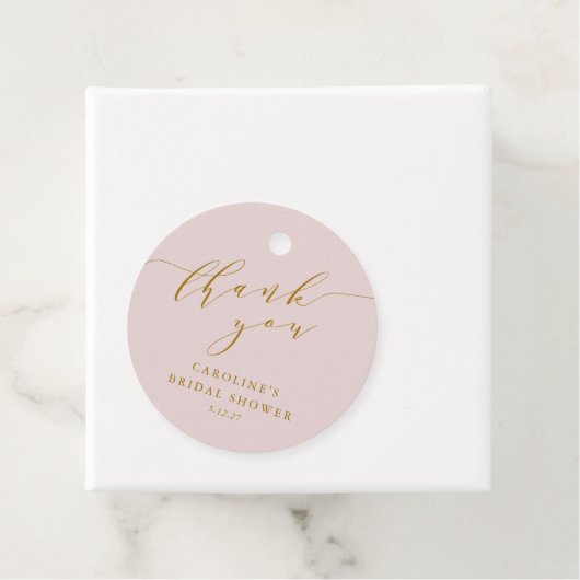 Aangepast Elegant Roze Script Bedankje Bruidsdouch Bedankjes Labels (In situ)