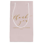 Aangepast Elegant Roze Script Hartelijk Dank Bruid Klein Cadeauzakje (Voorkant)