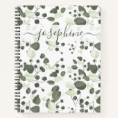 Aangepast elegant script Eucalyptus green Notitieboek (Voorkant)