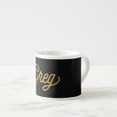Aangepast elegant script greg Gold Black Espresso Kop (Voorkant rechts)