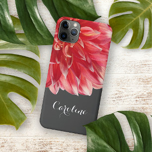 Aangepast Elegant Summery Coral Red Dahlia Flower iPhone 11 Pro Max Hoesje