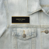 Aangepast elegant zwart-wit en goudglitterrechthoe naamplaatje (In situ)