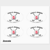 Aangepast elegante golf monogram ontwerp ovale sticker (Vel)