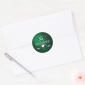Aangepast elegante golfmonogram ontwerp ronde sticker (Envelop)