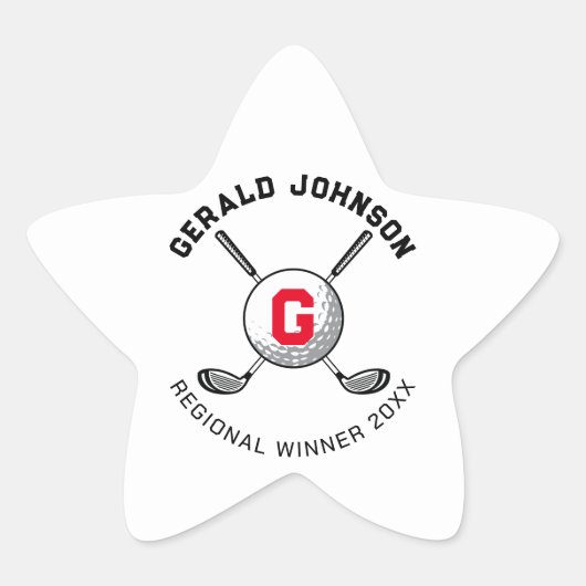 Aangepast elegante golfmonogram ontwerp ster sticker (Voorkant)