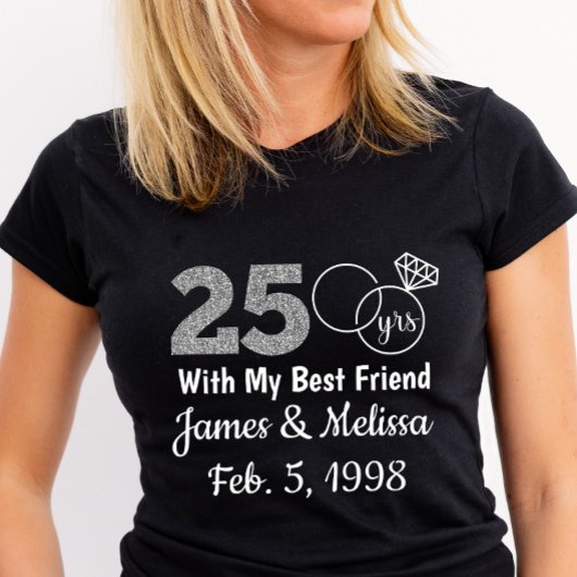 Aangepast en aangepast 25e Jubileum T-shirt