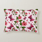 Aangepast en gepersonaliseerd bloemmotief met vlin accent kussen (Achterkant)