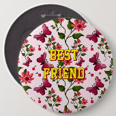 Aangepast en gepersonaliseerd bloemmotief met vlin ronde button 6,0 cm (Voorkant /achterkant)