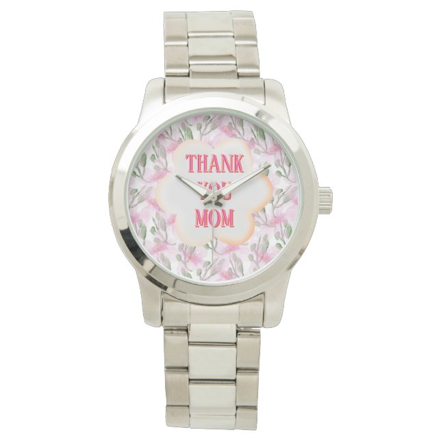 Aangepast en gepersonaliseerd waterverf bloempatro horloge (Voorkant)