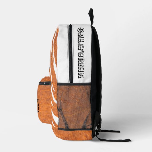 Aangepast en uniek leer en zebra Sinaasappel Bedrukte Rugzak (Rechts)