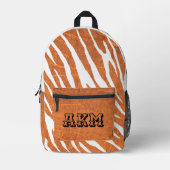 Aangepast en uniek leer en zebra Sinaasappel Bedrukte Rugzak (Voorkant)