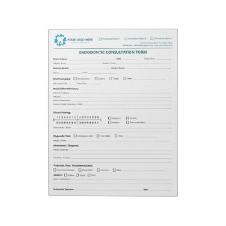 Aangepast endodontisch consultatieformulier notitieblok