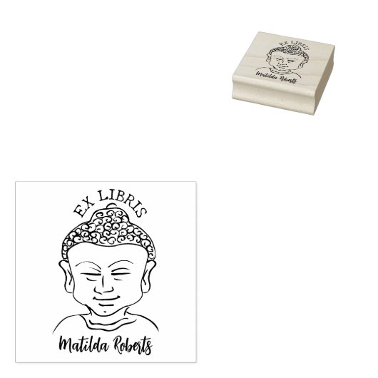 Aangepast Ex Libris, Boeddha Book Rubberstempel (Gestempeld)