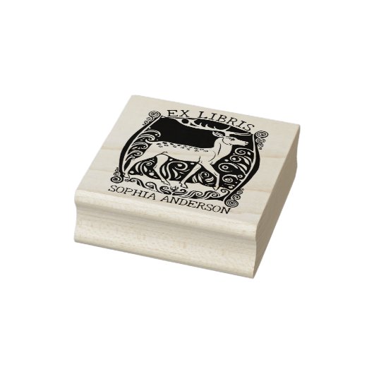 Aangepast Ex Libris,  Deer Book Rubberstempel (Stempel)